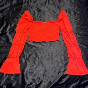 Red long sleeve crop top